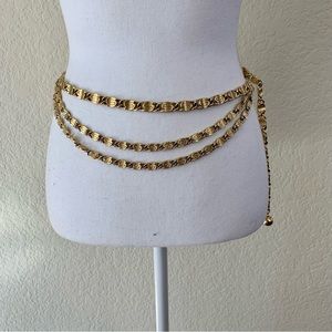 Multi Strand Goldtone Scroll Chain Belt, Vintage